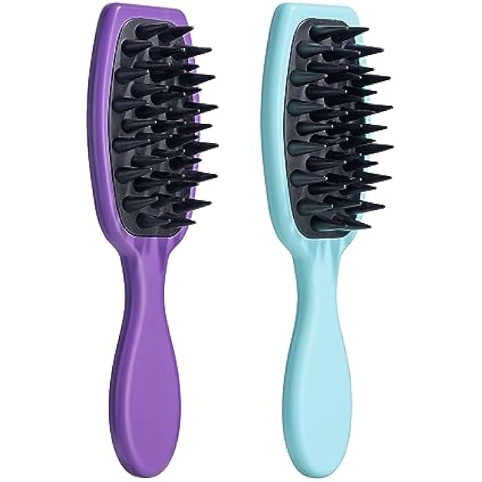 Oneleaf Hair Comb - Home Use Long Handle Shampoo Brush for Scalp Massage and Deep Cleansing(Blue & Purple) - Image 1